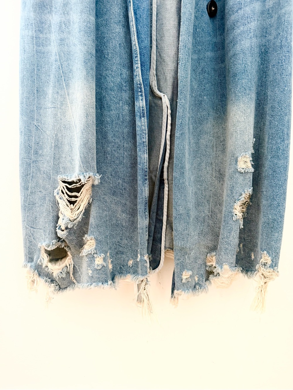 ALEXANDER WANG Distressed Blue Denim Trench Coat S - Picture 4 of 8